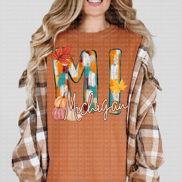 MI Michigan Fall Watercolor 59792 DTF Transfer