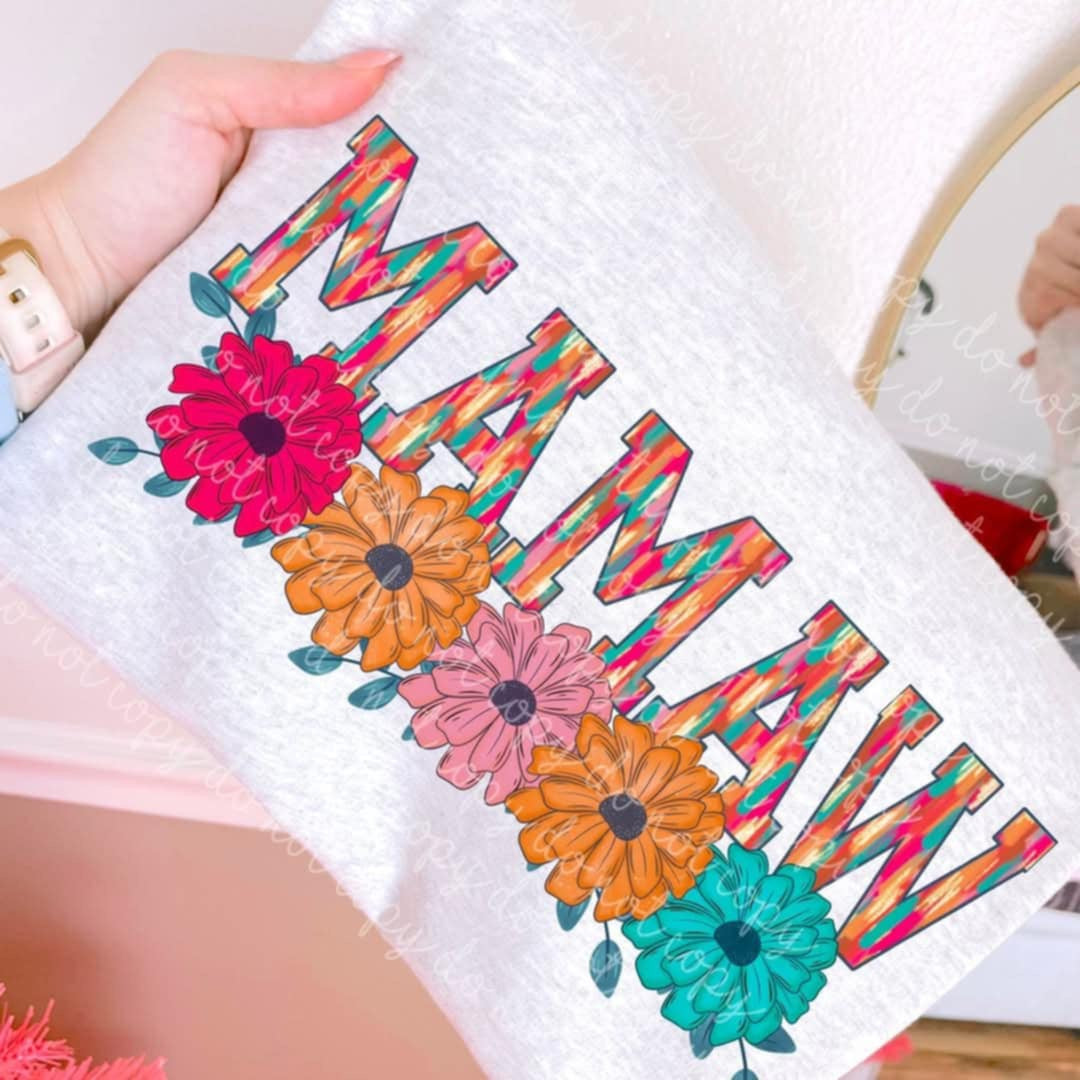 Mamaw brushstrokes with flowers (MMD) 97888 DTF transfer