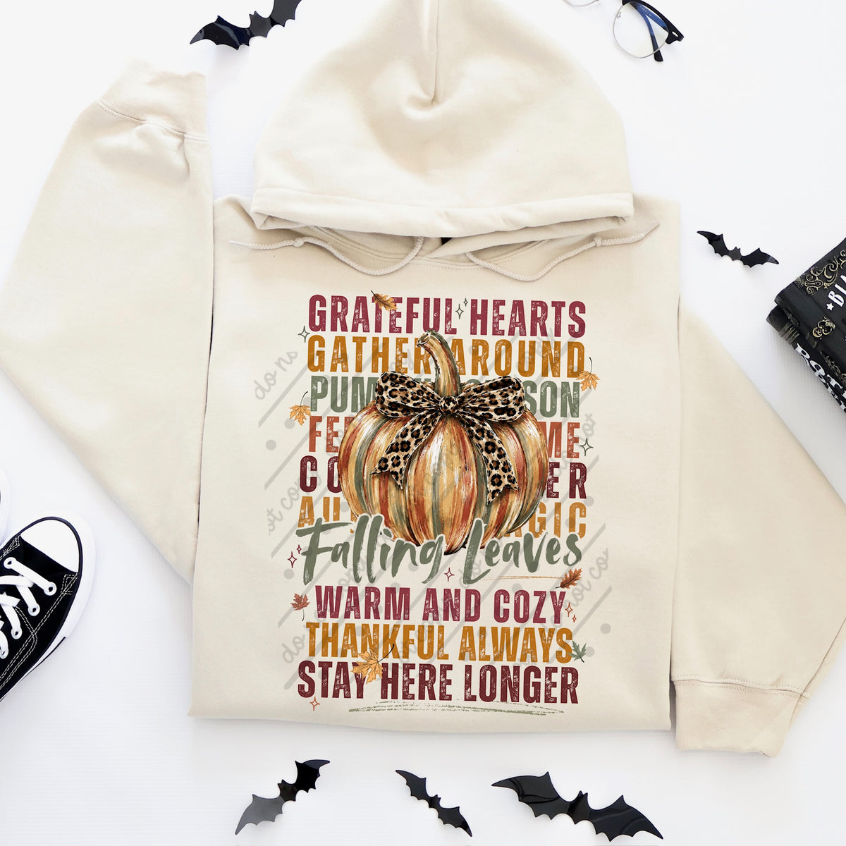 Fall Quotes with pumpkin and leopard bow DTF Transfer