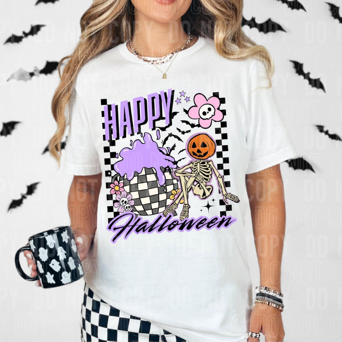 Happy halloween purple 107942 DTF transfer