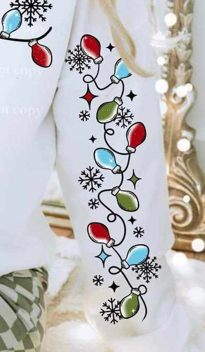 Merry black and colorful bulbs sleeve (CSC) 64093 DTF transfer