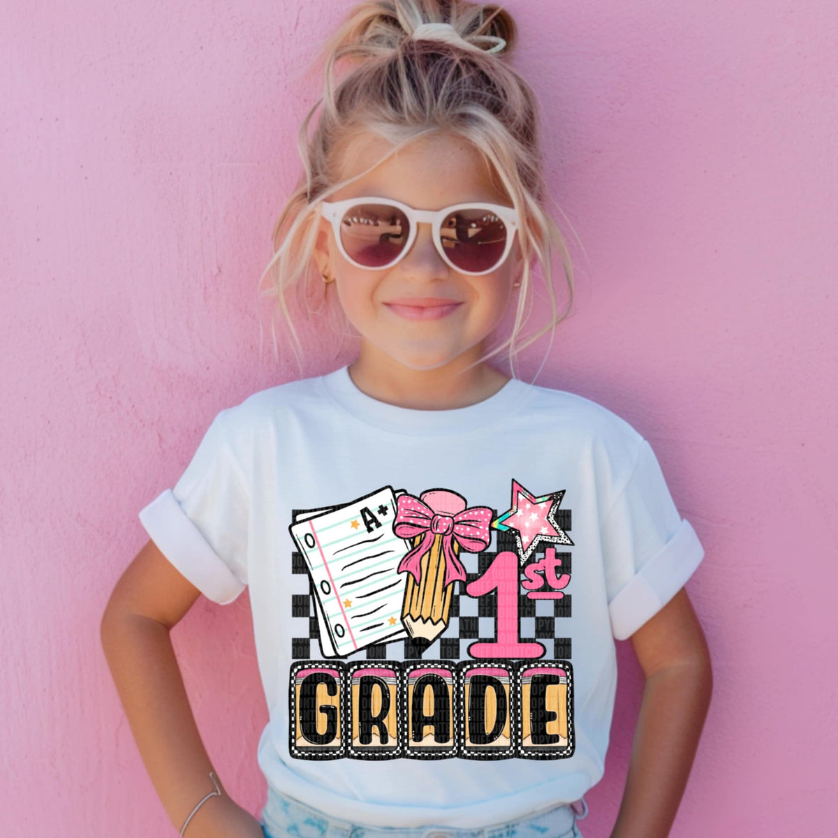 1st grade school checkered (SDD) 107705 DTF transfer