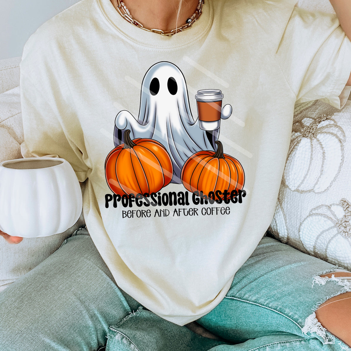 Professional Ghoster before and after coffee 114083 DTF Transfer