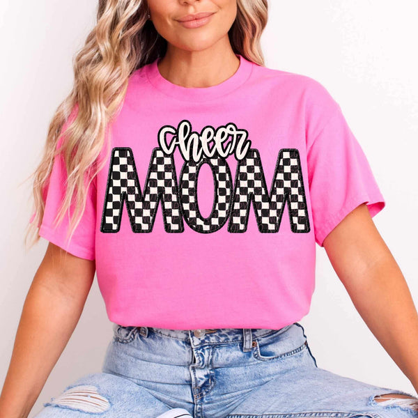 Cheer mom checkered city DTF transfer