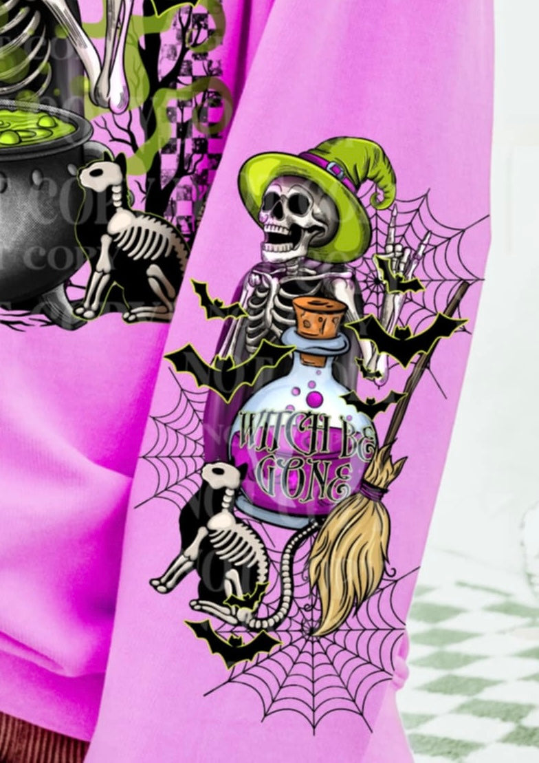 Witches Be Crazy Skeleton SLEEVE AG DTF transfer
