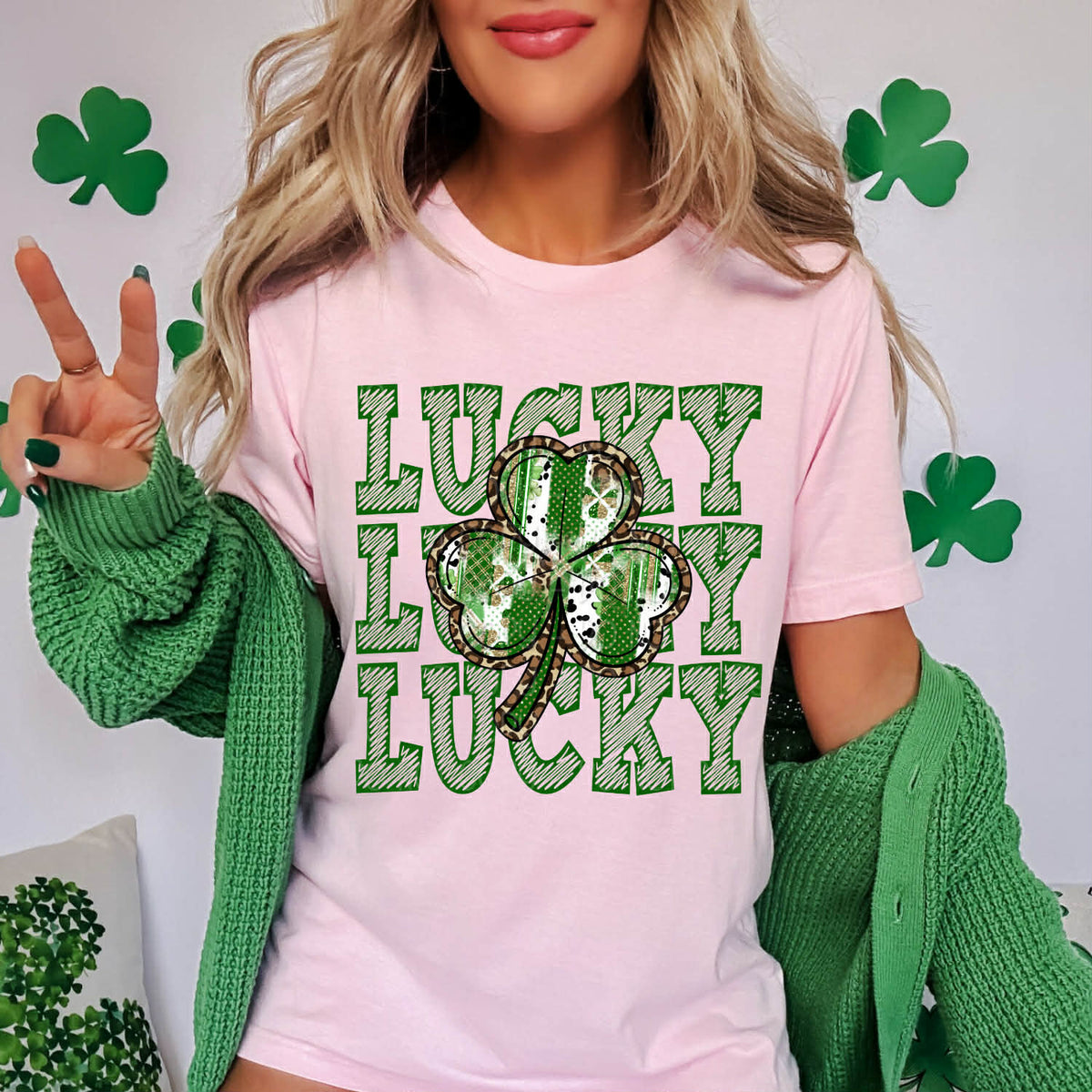 Lucky stacked with 3 leaf clover (DWS) DTF transfer