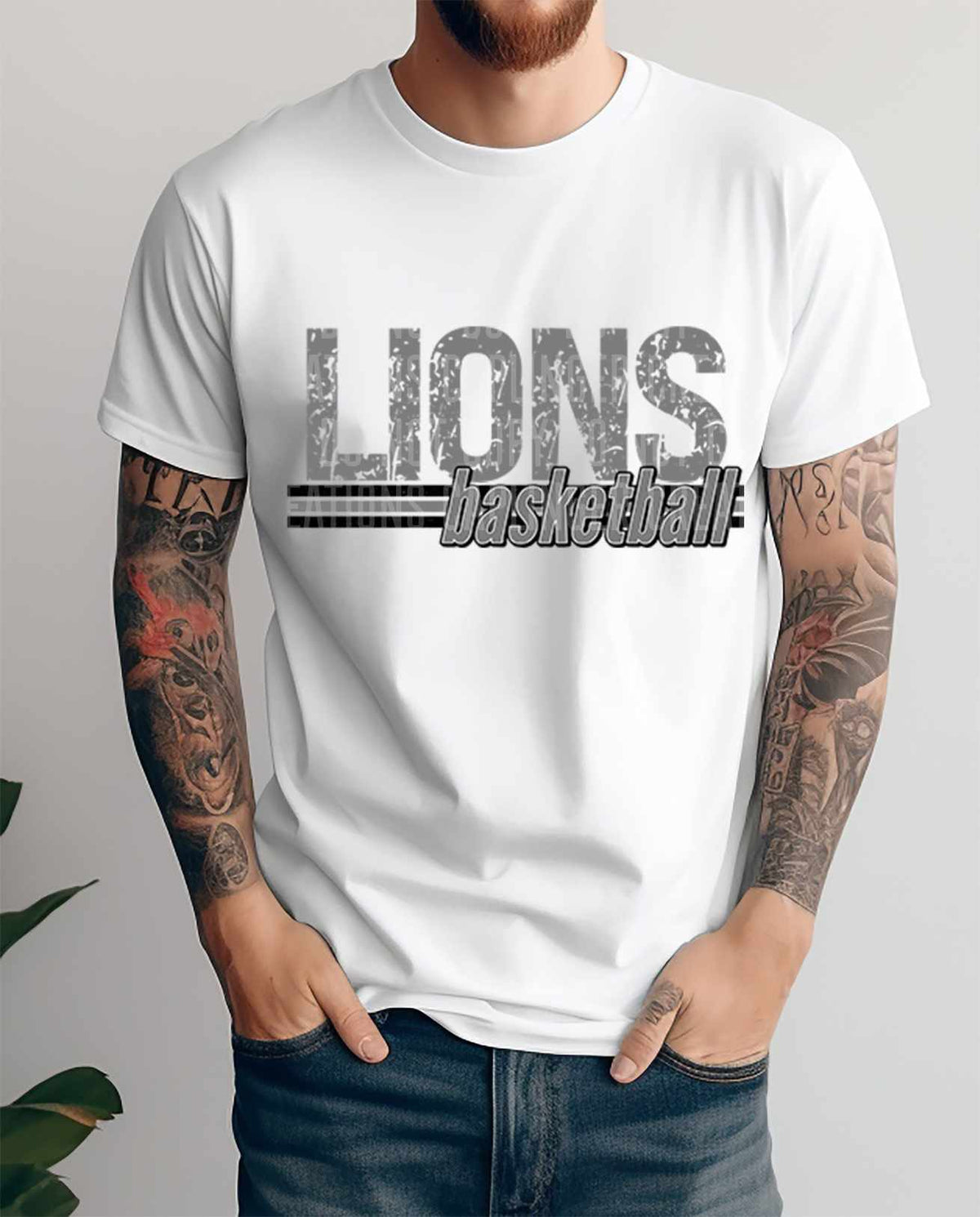 Lions basketball grey vintage (caplinger) 82066 DTF transfer