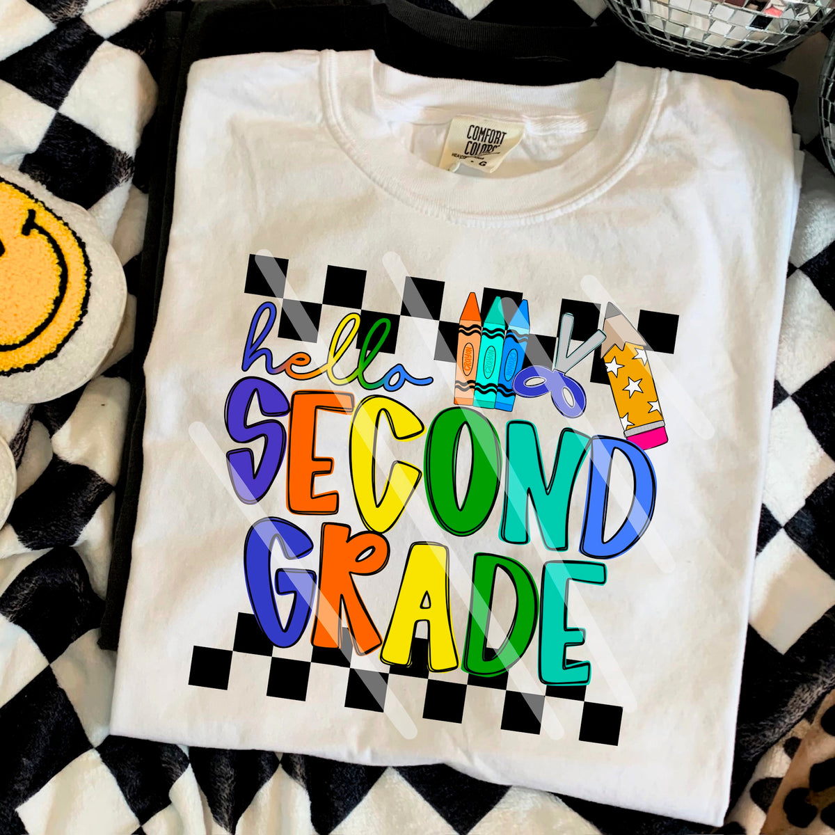 Hello Second Grade rainbow BOY with star pencil 110606 DTF transfer