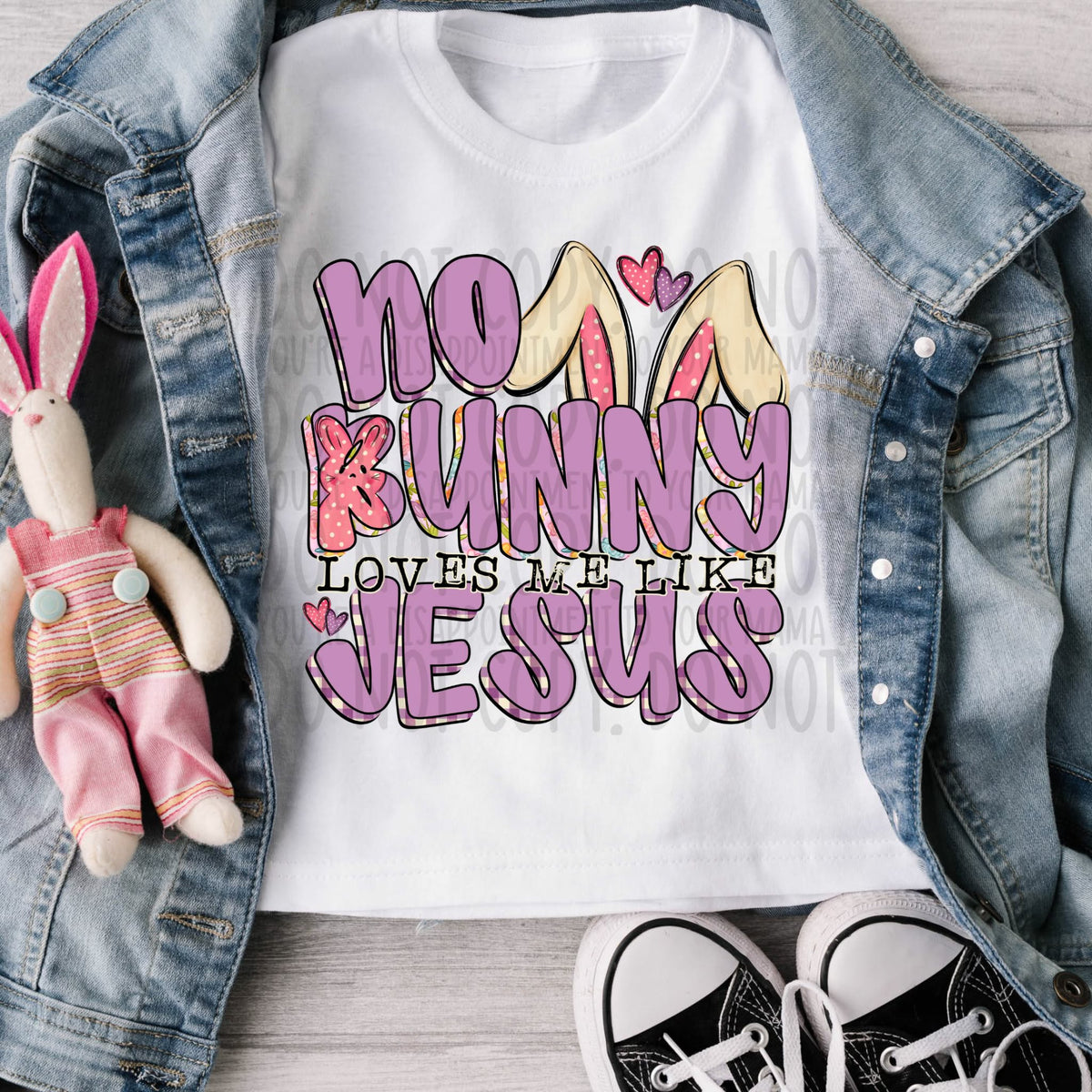 No bunny loves me like Jesus purple (SWD) DTF Transfer