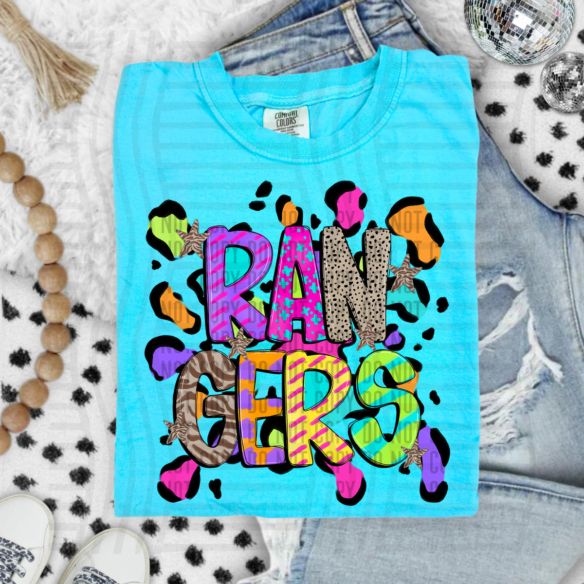 Rangers Funky Mix Up Leopard Mascot (Caplinger) DTF transfer