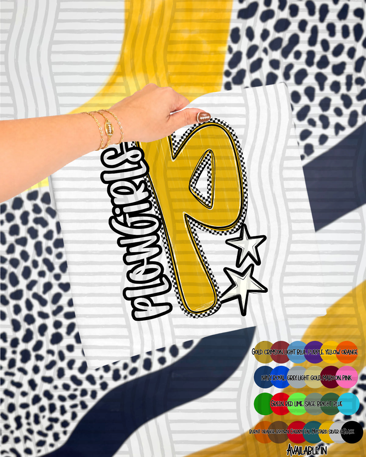 Plowgirls Checker Crush Yellow (Caplinger) DTF transfer