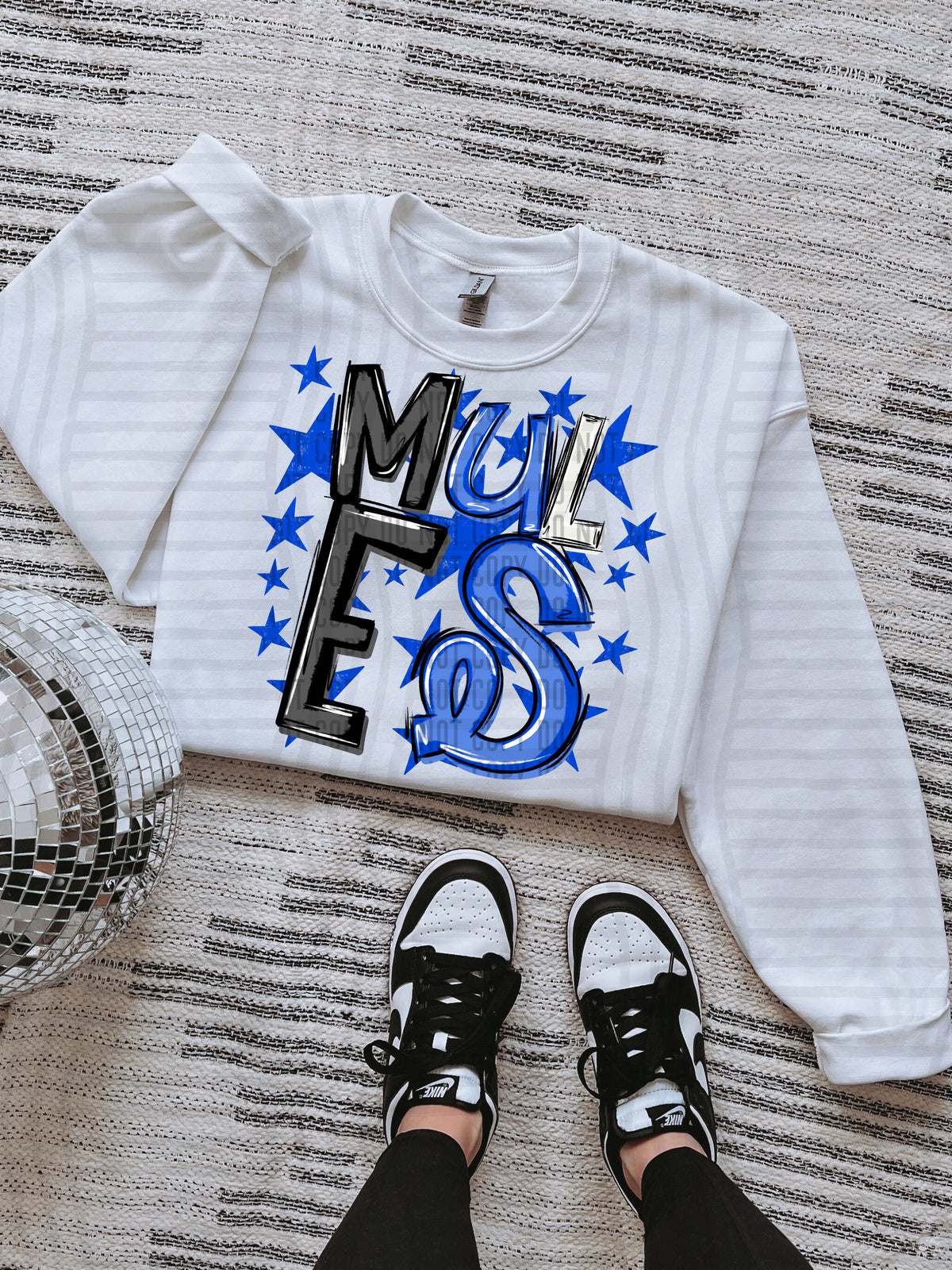 mules men black and blue with blue stars (caplinger) DTF Transfer