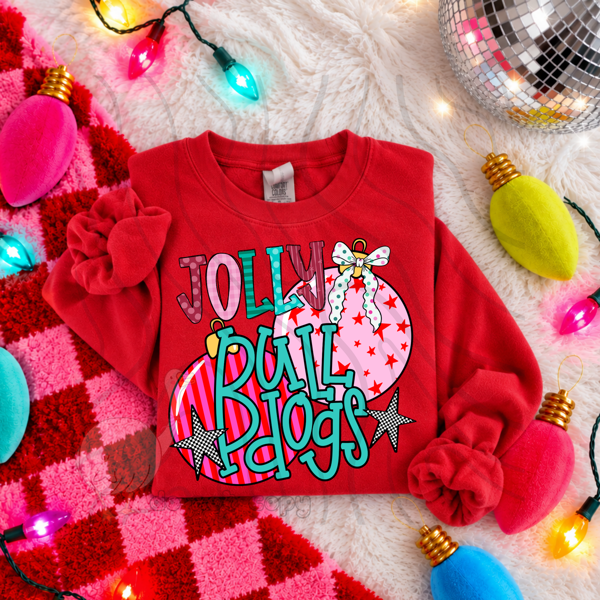 Jolly Bulldogs pink ornaments (DKD) DTF Transfer