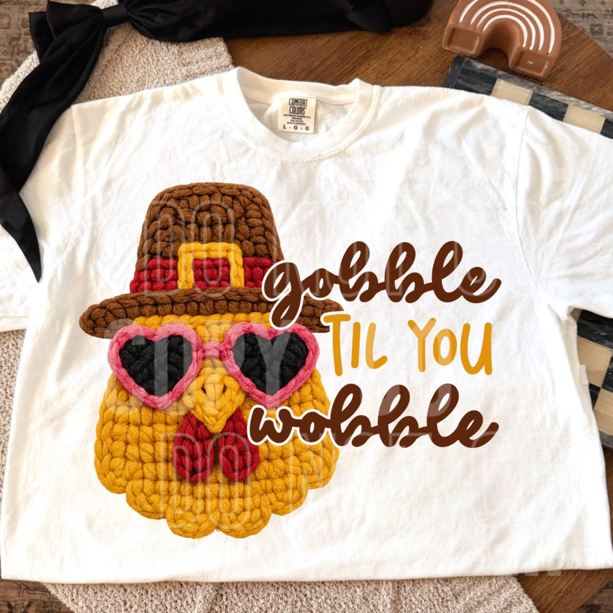 Gobble till you wobble turkey faux yarn (SBB) DTF transfer