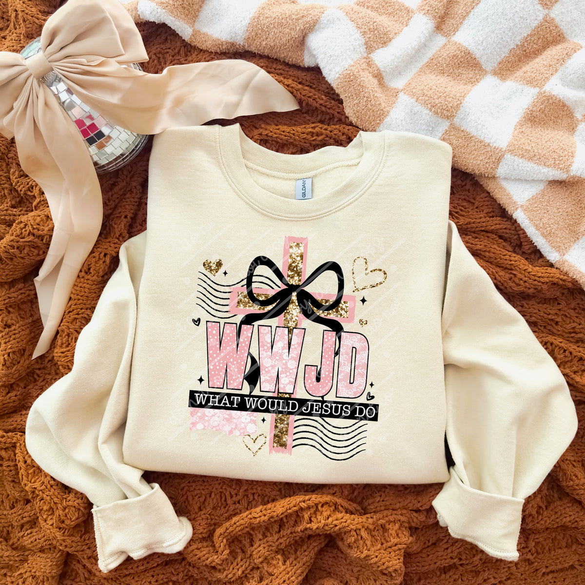 WWJD cross black accents (exclusive) DTF Transfer