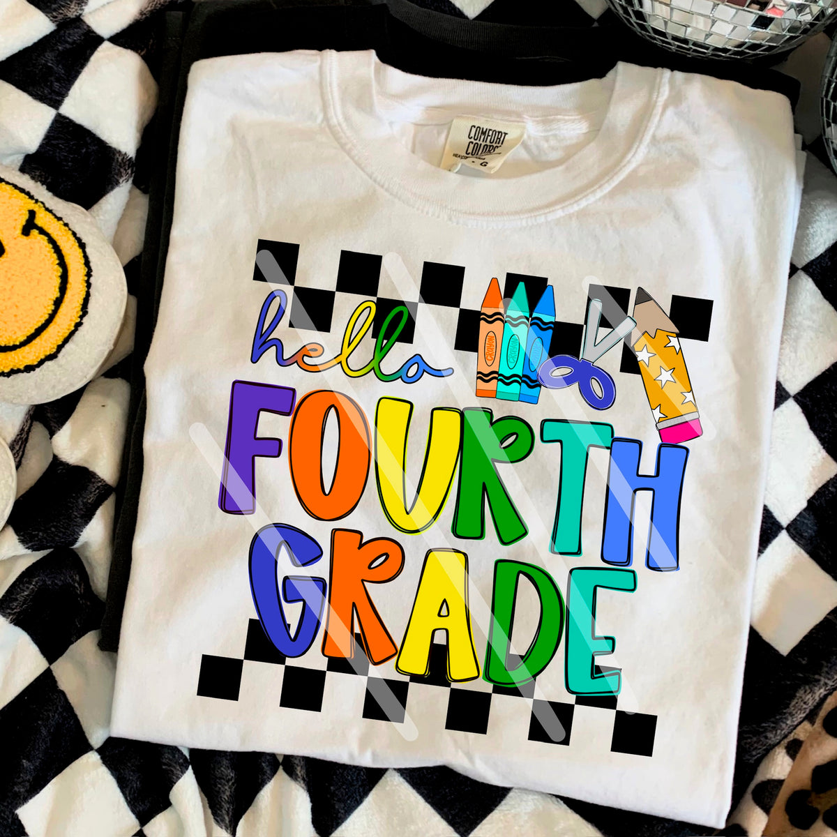 Hello Fourth Grade rainbow BOY with star pencil 110617 DTF transfer