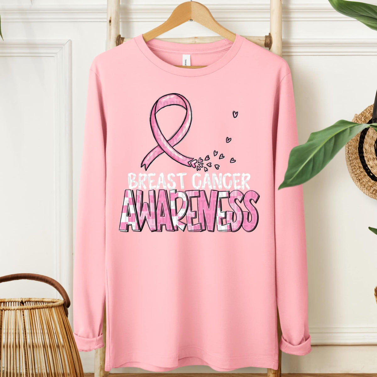Breast cancer awareness ribbon WHITE FONT (SDD) 107748 DTF transfer