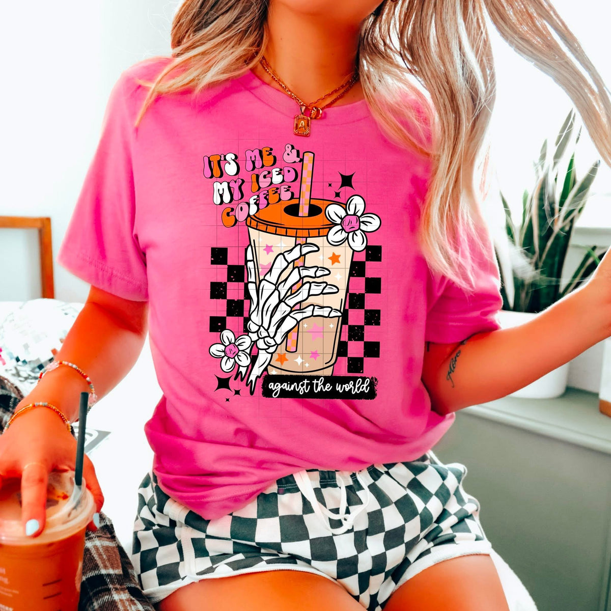 Me And My Iced Coffee with skellie hand (CSC) DTF transfer