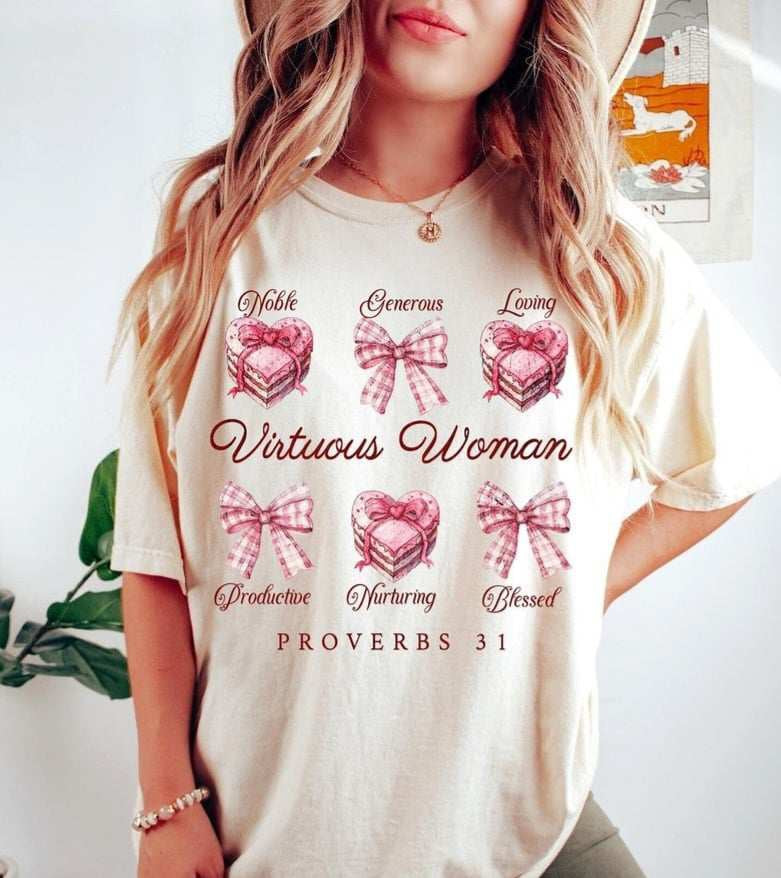 Virtuous woman red font 65228 DTF transfer