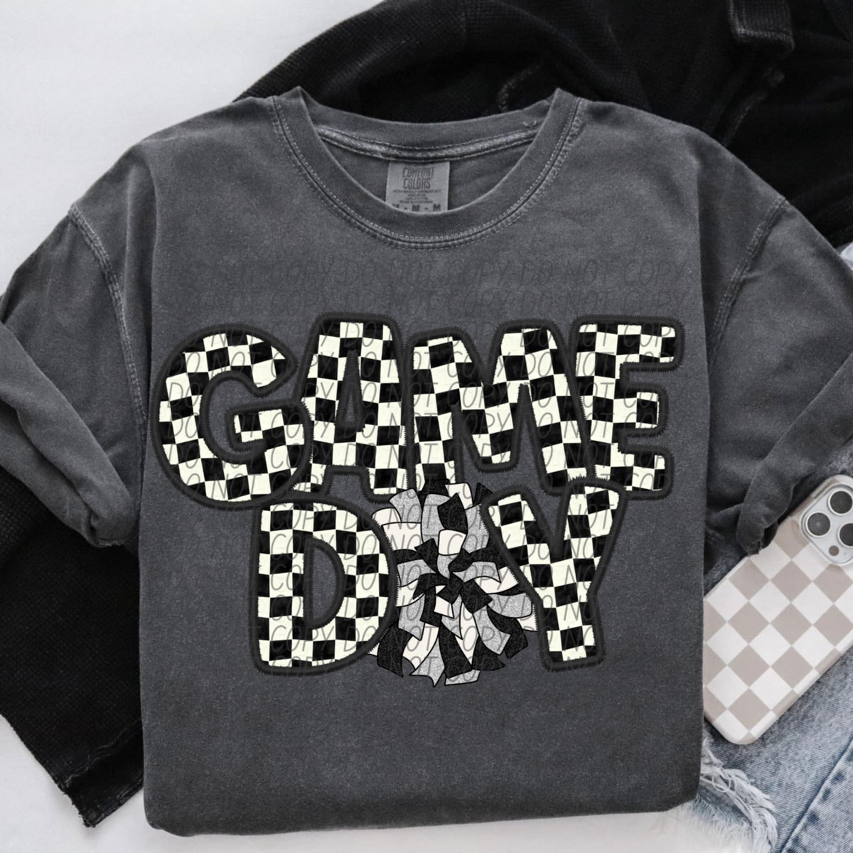 Game day cheer checkered (CITY) 91268 DTF transfer