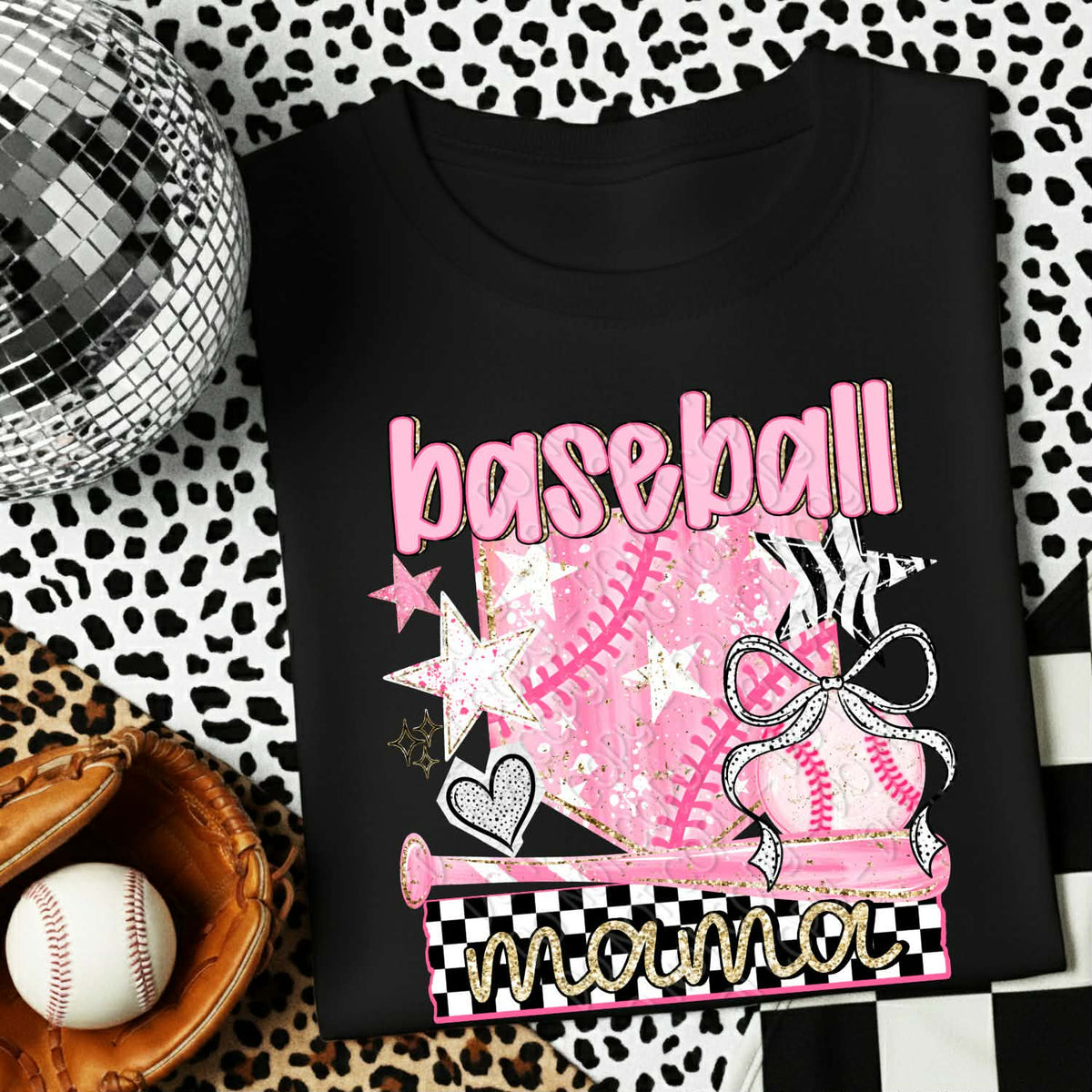 Baseball mama pink with stars (DWS) DTF Transfer