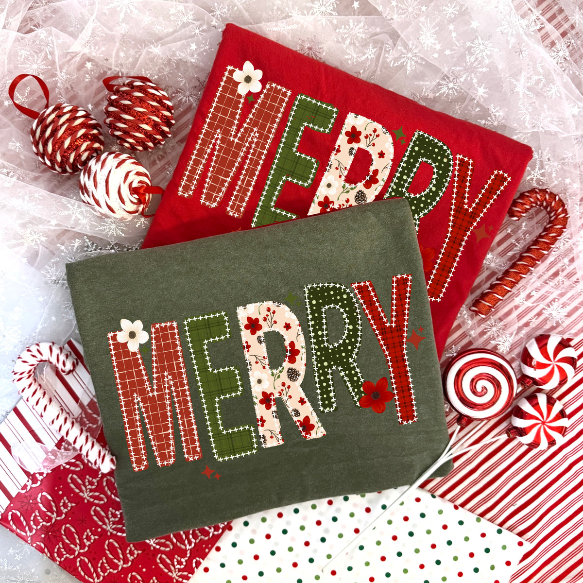 Merry patterned letters (csc) DTF Transfer