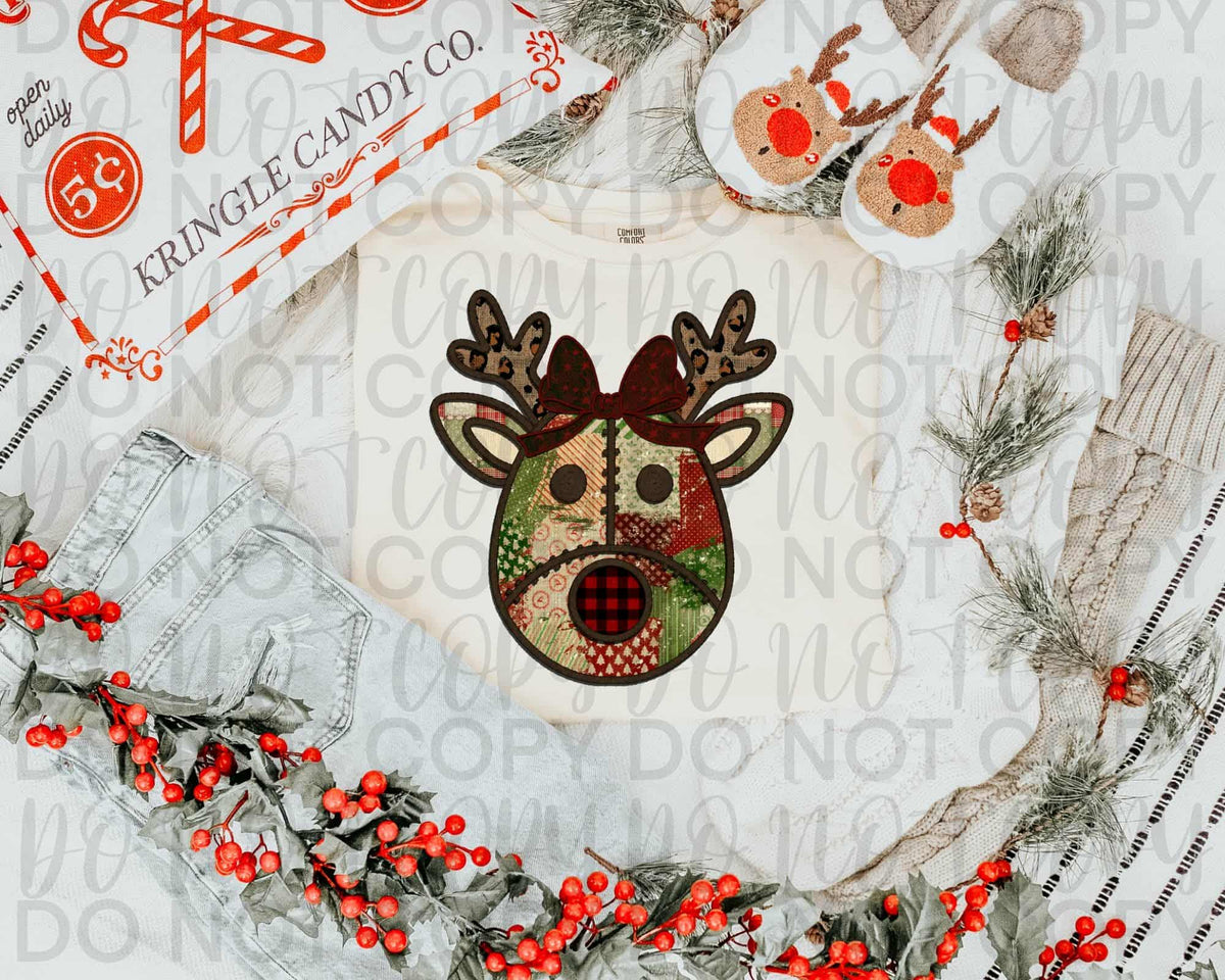 Patchwork Reindeer Revel 112812 DTF Transfer