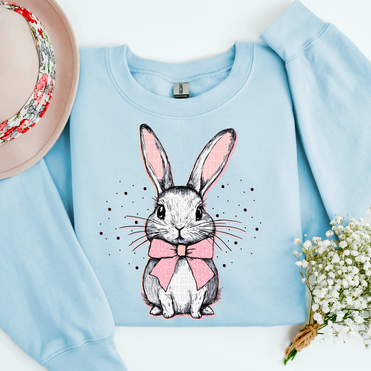 Bunny pink bow tie 90441 DTF transfer