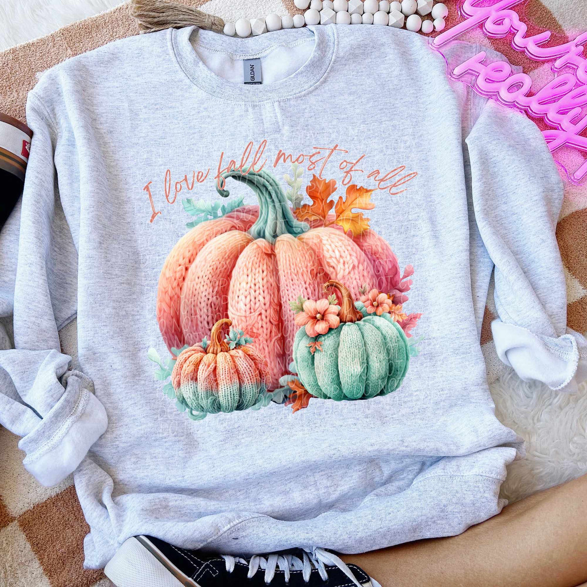 I love fall most of all crocheted pumpkins (CITY) 44365 DTF transfer