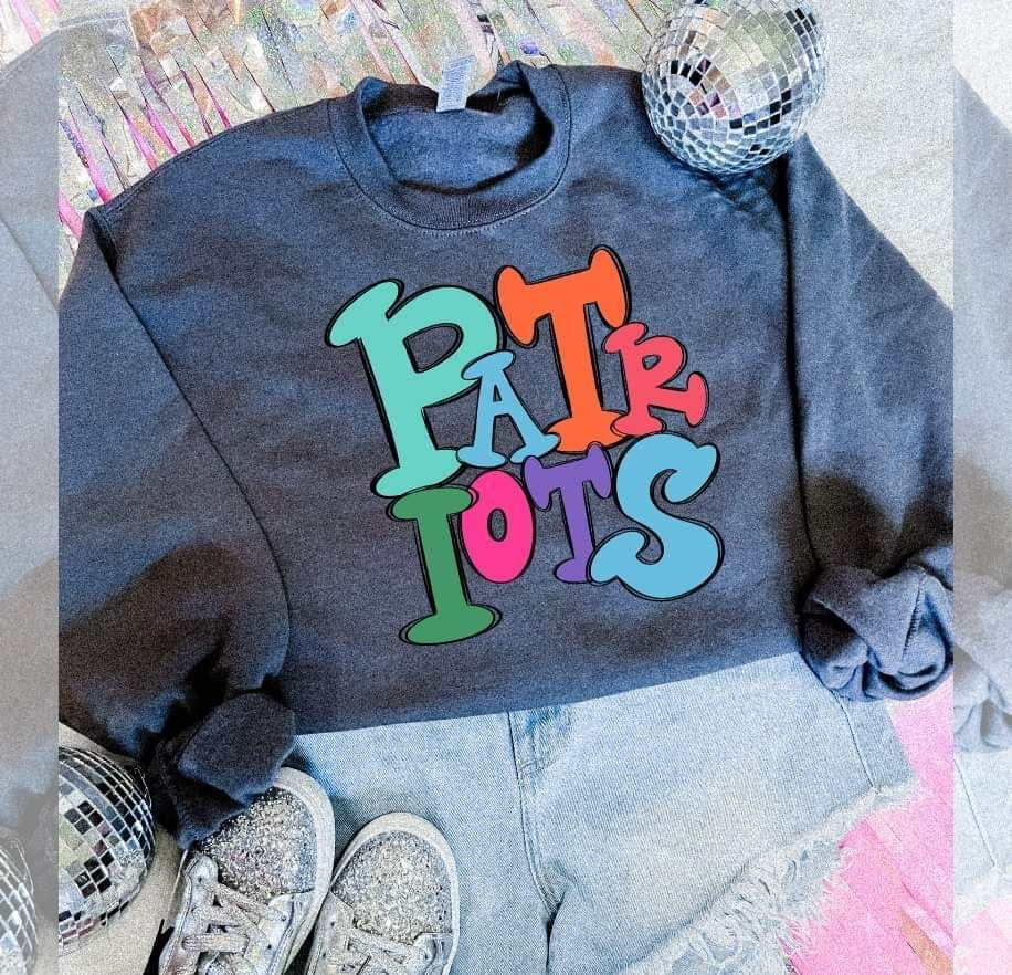Patriots colorful bubble font (S&G) 64509 DTF transfer