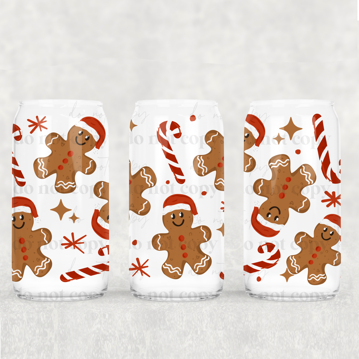 Gingerbread and candy canes UV DTF WRAP