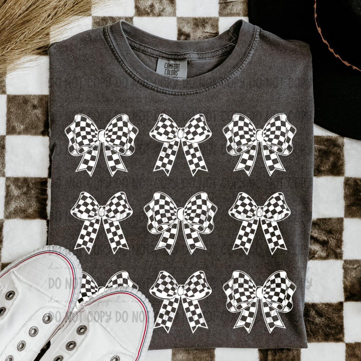 White checkered bows (REVEL) 91227 DTF transfer
