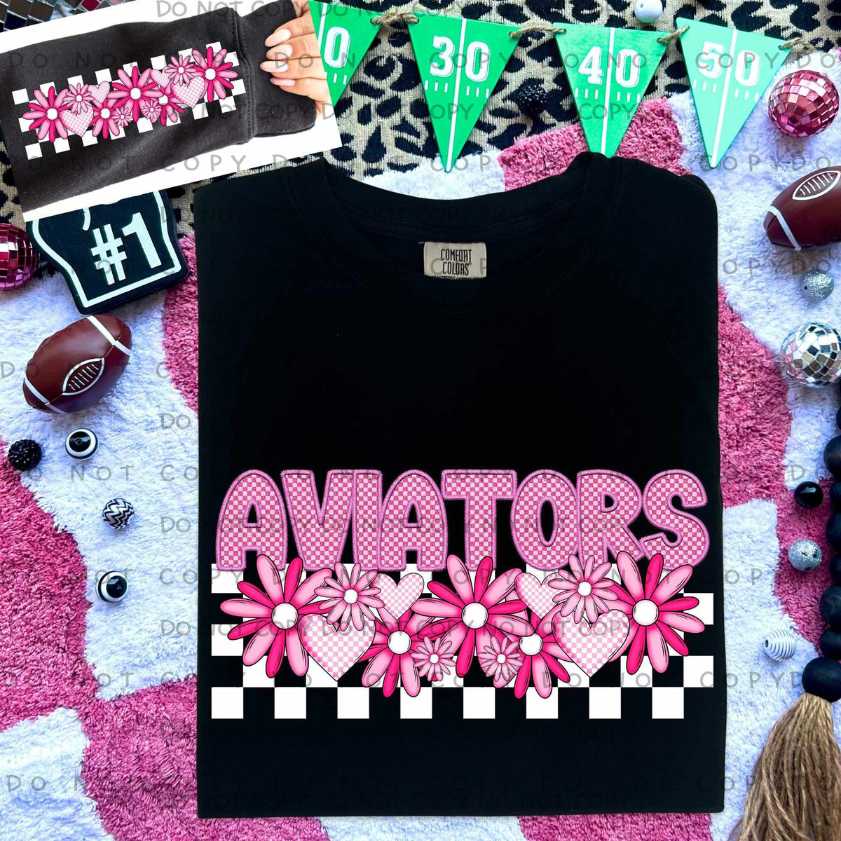 Aviators pink checkered (caplinger) 77860 DTF transfer