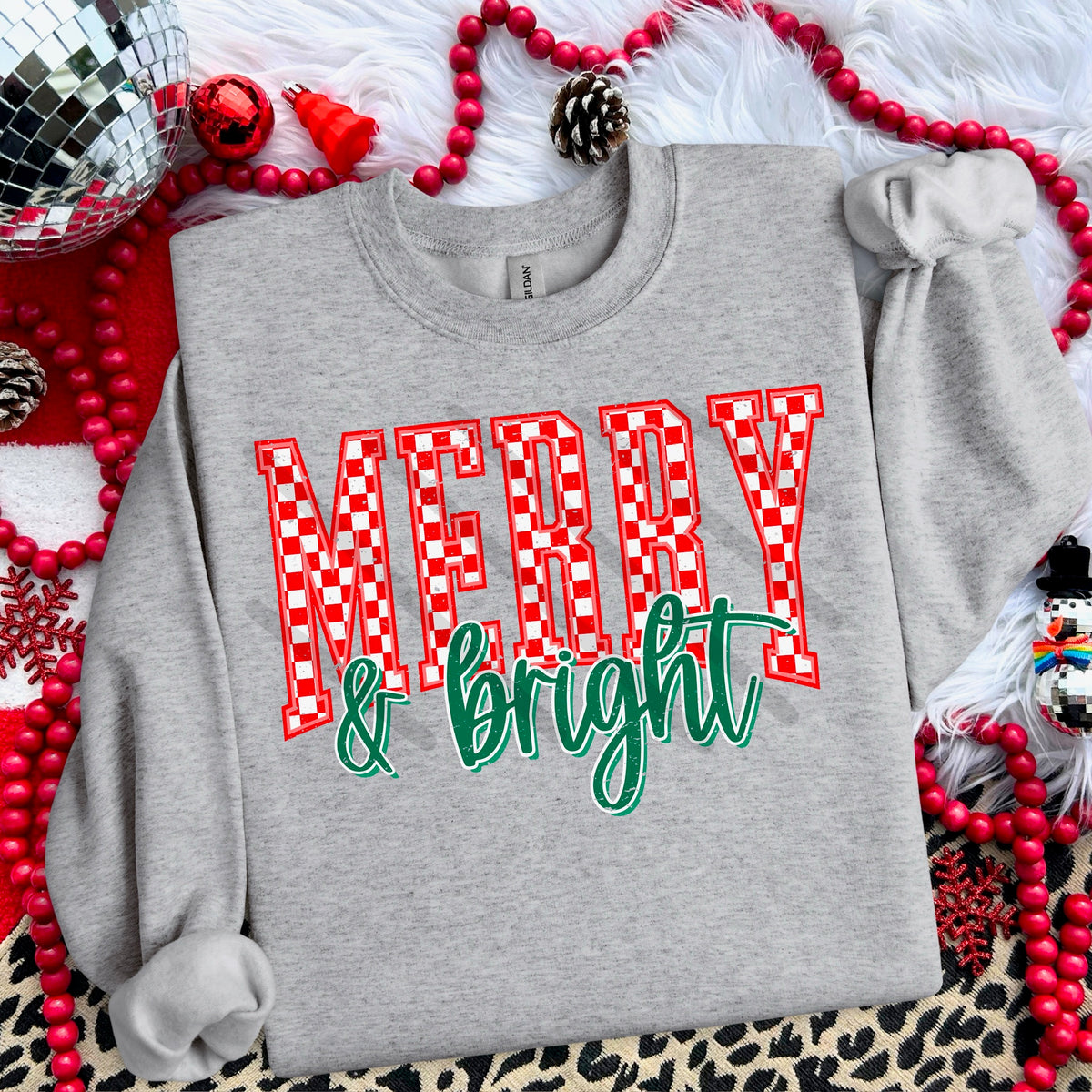 Merry And Bright red checker (scarlow) 114313 DTF transfer