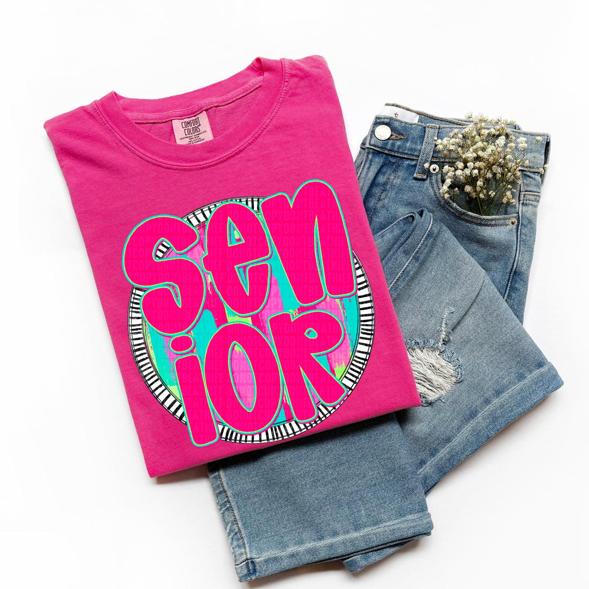 Senior pink font circle 106193 DTF transfer