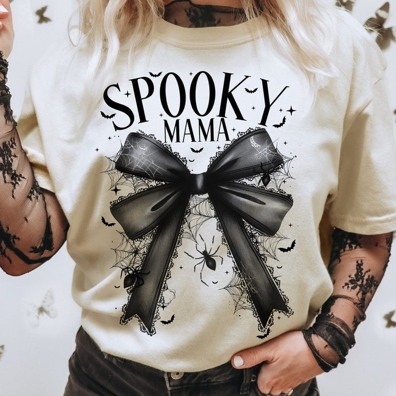 Spooky mama black bow 50990 DTF transfer