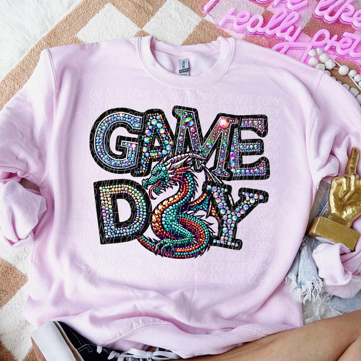 Game day dragons rhinestone colored mascot (CITY) 44388 DTF transfer