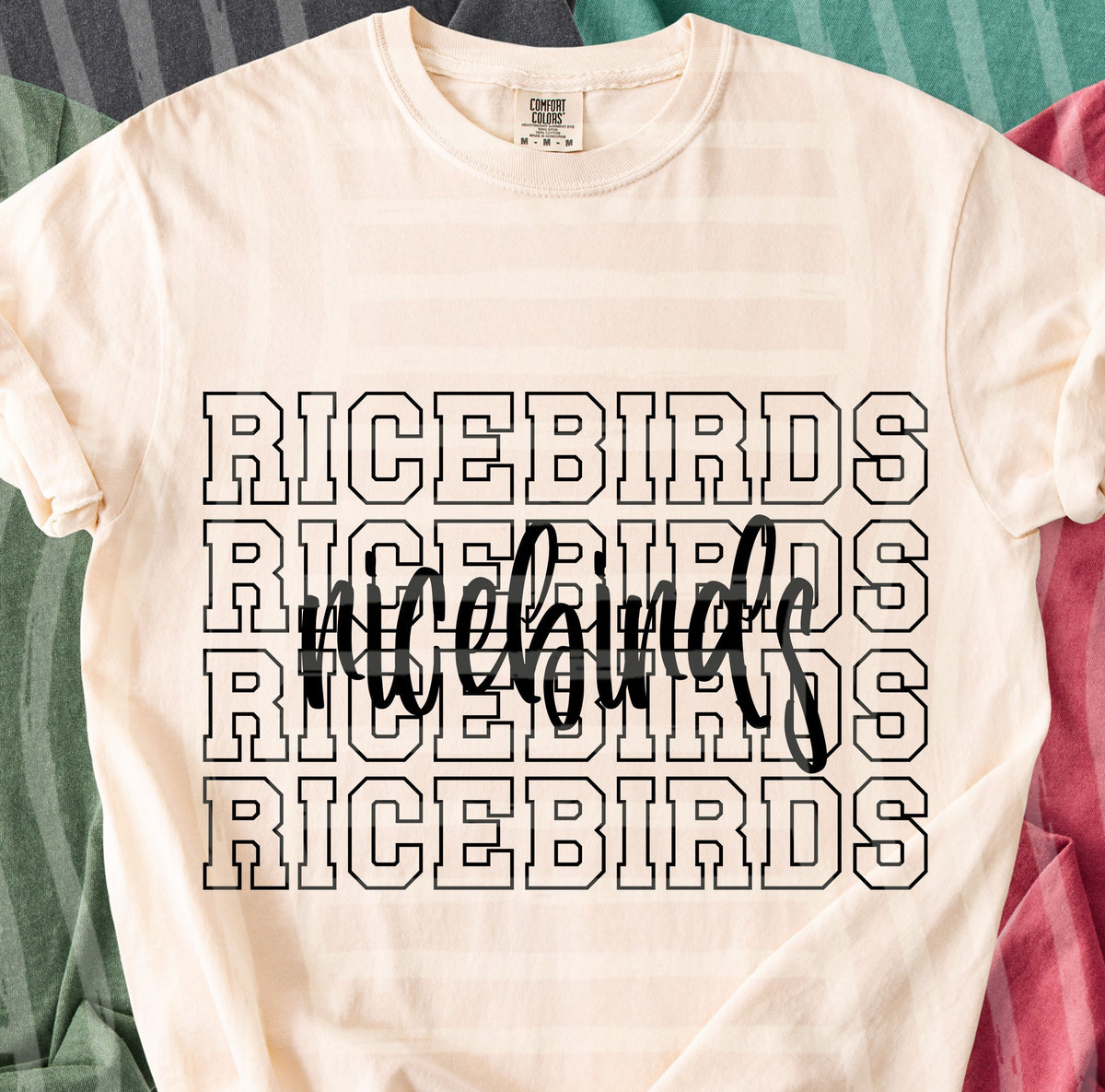 ricebirds simple stacked outlines (Caplinger) DTF Transfer