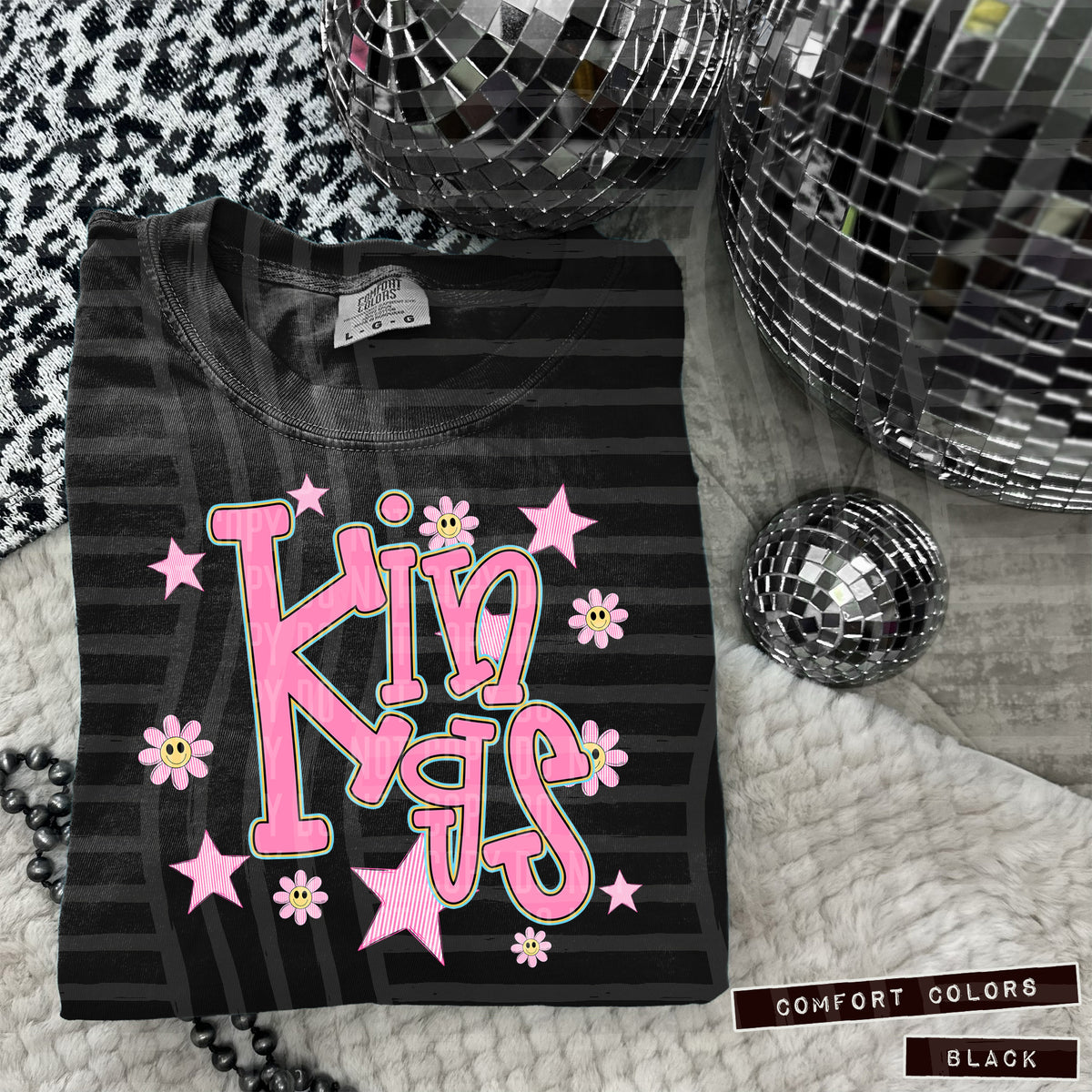 Kings Pink Flowers And Stars 104976 DTF transfer