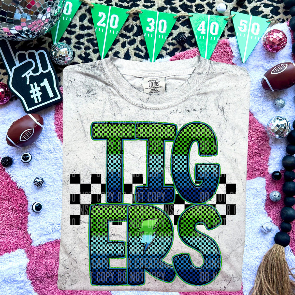 Tigers Blue and Green Checkered (Caplinger) DTF transfer