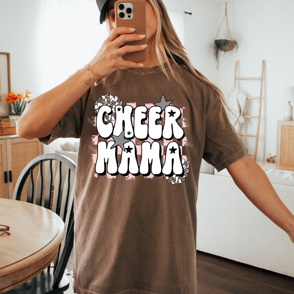 Cheer Mama and pom poms (scarlow) 114354 DTF transfer