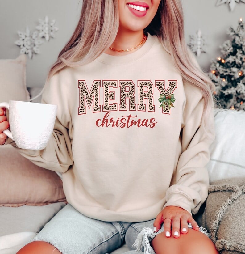 Merry Christmas leopard and red 50958 DTF transfer