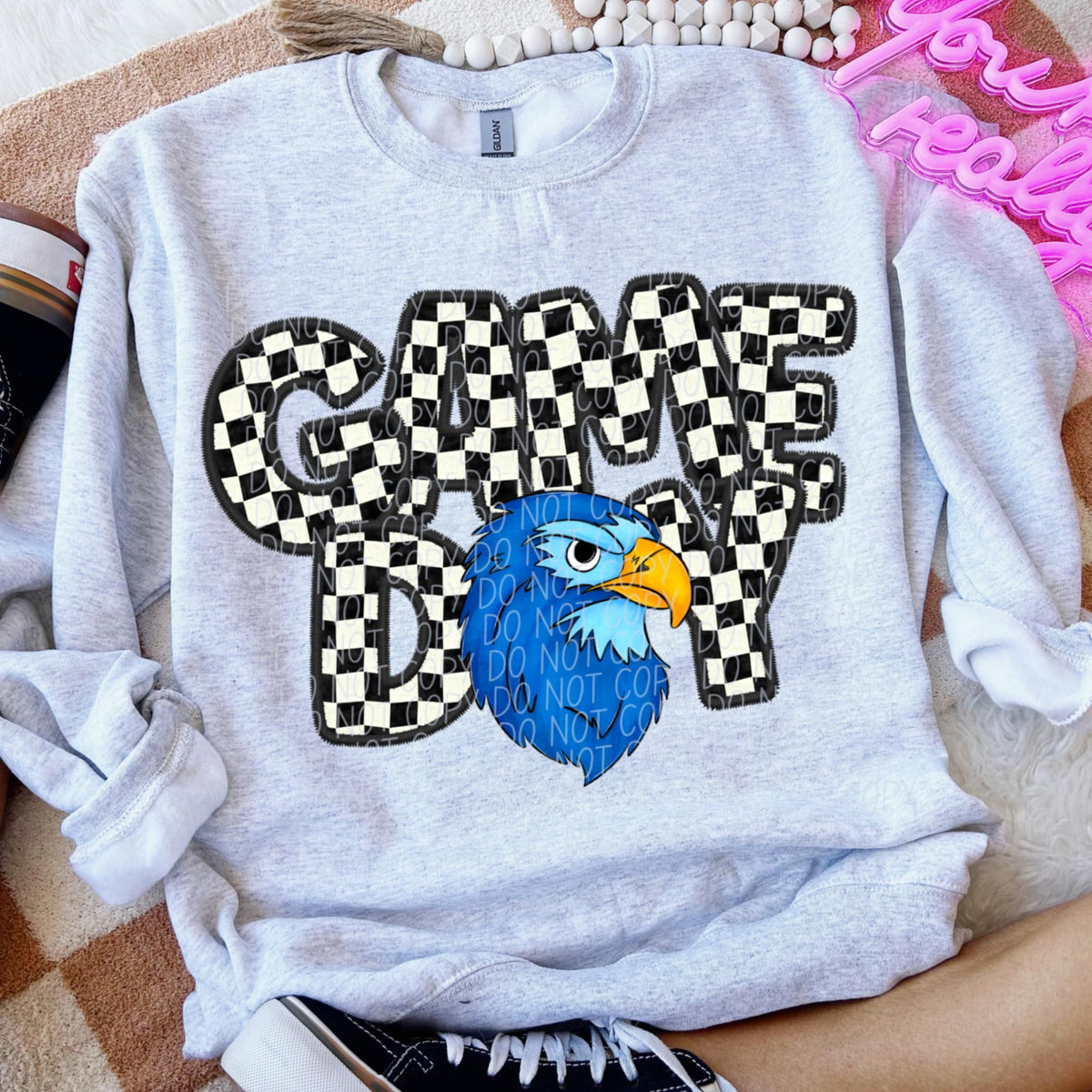 Game day blue bird checkered (CITY) 91323 DTF transfer