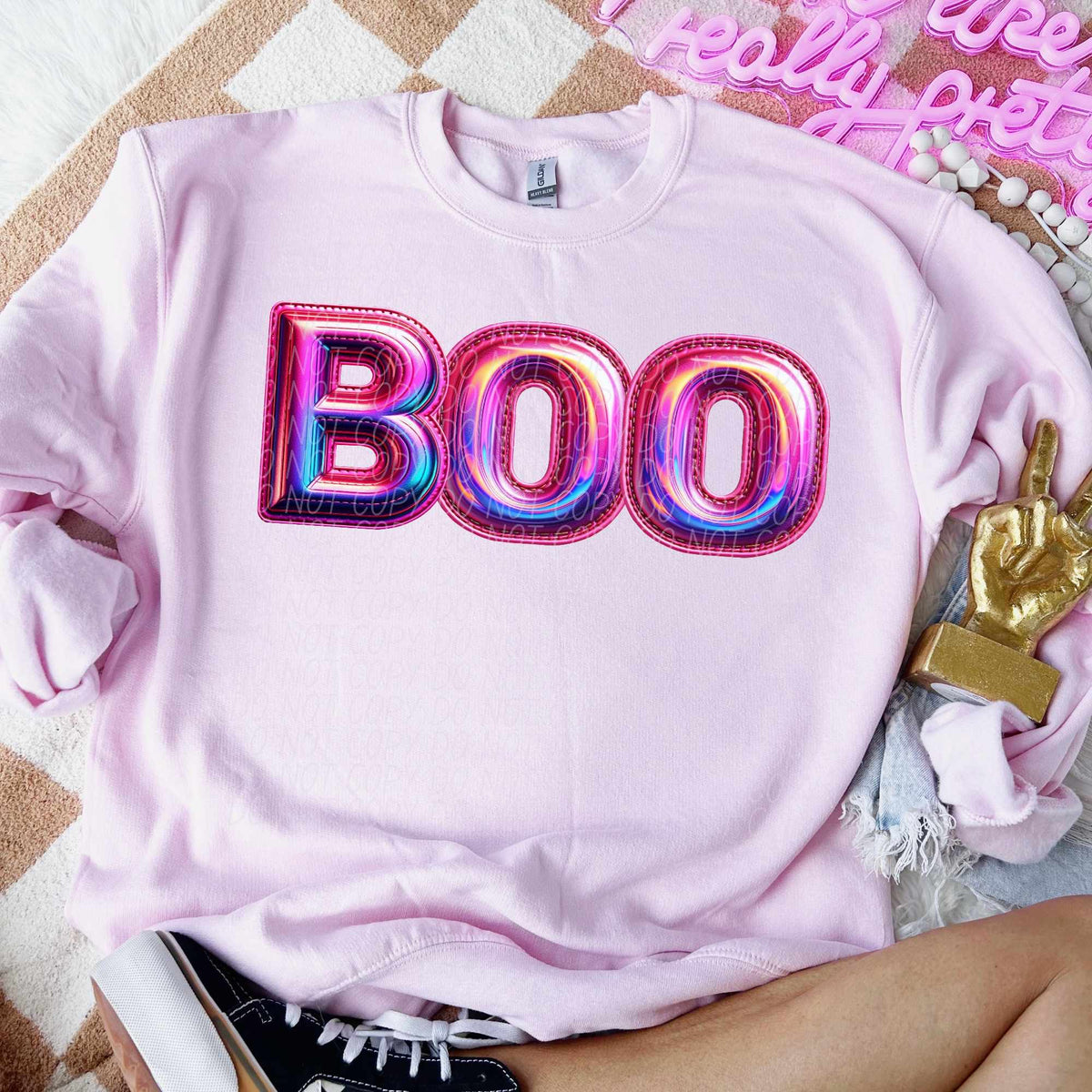 Boo pink holographic (CITY) 55909 DTF transfer