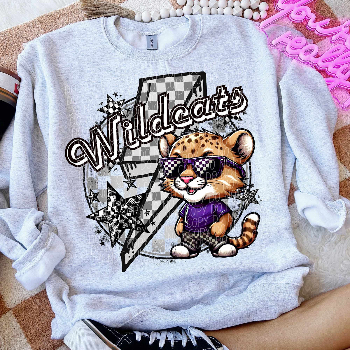 Wildcats lightning bolt purple shirt (CITY) 52410 DTF transfer