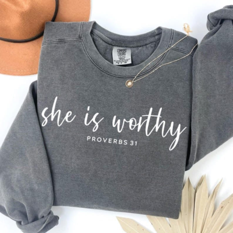 She is worthy WHITE 106507 DTF transfer