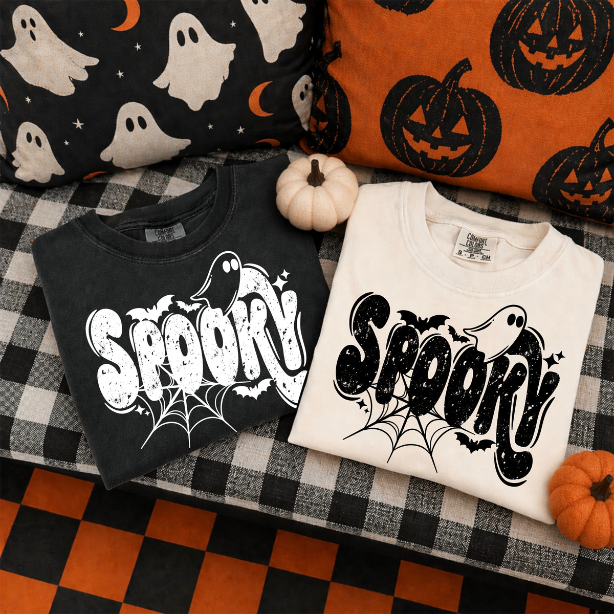 Spooky with ghost and web BLACK (CSC) DTF Transfer
