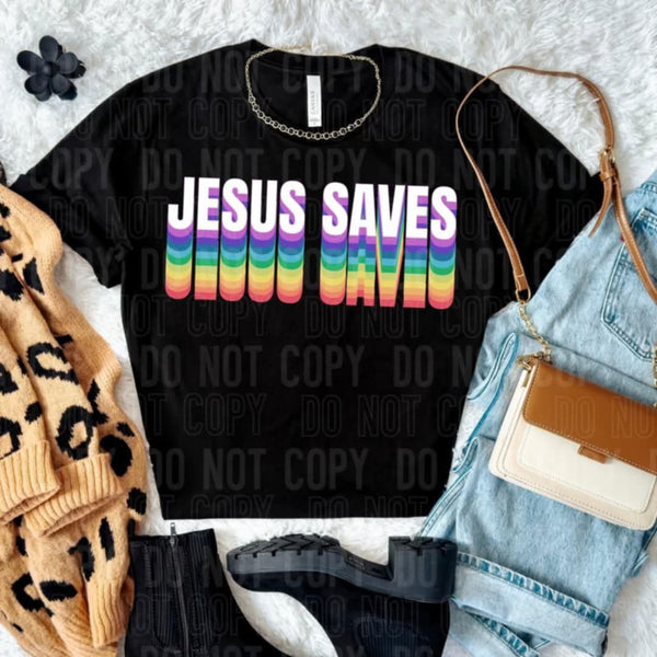 Jesus saves rainbow 96620 DTF transfer