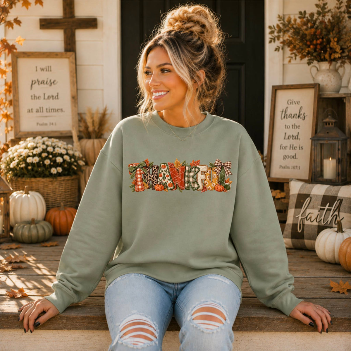 Thankful fall fabric print (SDD) DTF Transfer