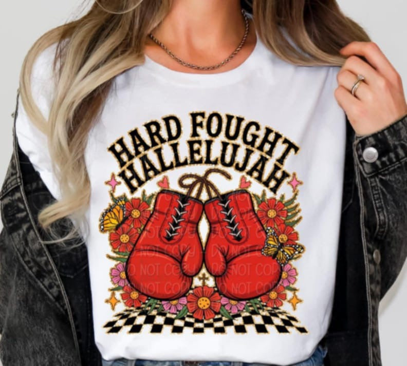 Hard fought hallelujah gloves 107248 DTF transfer
